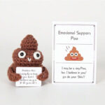 1pc Fun Wool Knitted Potato Doll With Card, Toilet Doll With Card, Diy Gift Keychain For Men