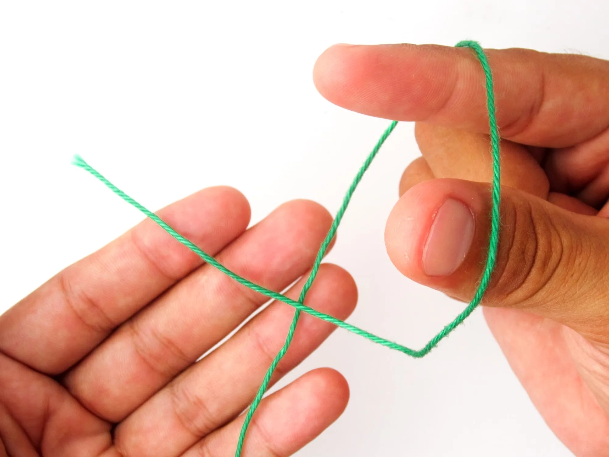 Now Lay The End Of The Thread Over The Other Thread And Hold The End Of The Thread With One Finger