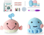 Octopus+whale Crochet Kit For Beginners Adults Kids Diy Crochet Hook Kit With Step By Step Video Octopus+whale