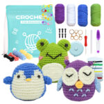 Penguin, Dinosaur, Owl 3 Pcs Animals Diy Crochet Kit