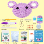 Purple Elephant Keychain Crochet Kit For Beginners