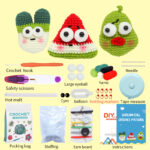 3pcs Squeaky Fruit And Vegetable Crochet Kit For Beginners
