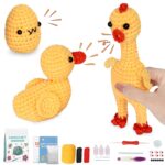 Crochet Animal Kit For Beginners, 3pcs Squeaky Rubber Chicken Duck Egg Crochet Kit With Step By Step Video Tutorials Funny Prank Gift For Christmas (3p, Chick&duck&egg)