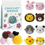 Crochet Kit For Beginners, Complete 8pcs Cute Animals Crochet Kits For Adults With Step By Step Instructions And Video Tutorials Best Knitting Birthday Gift (8p, Mini Animals)