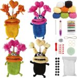 Crochet Kit For Beginners Complete Crochet Key Bag Knitting Kit Funny Crochet Starter Pack With 9 Yarns Key Ring Diy Crochet Craft Kit With Step By Step Tutorials For Adults