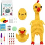 Crochet Kit For Beginners, Crochet Starter Kit With Step By Step Video Tutorials, Learn To Crochet Kit For Adults And Kids, Crochet Animal Kits With Crochet Yarn, 3 Pcs Barking Yellow Ducks
